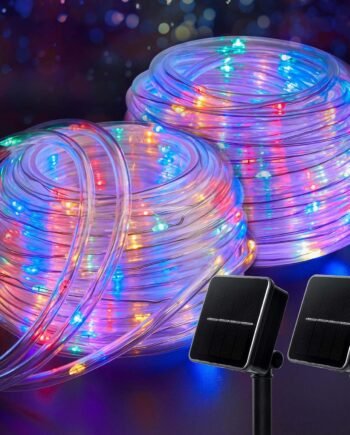 Solar Rope Lights, 2-Pack 39FT 100LED IP65 Waterproof Solar Outdoor Lights, Solar Powered Fairy Lights with 8 Lighting Modes for Party Garden Yard Home Holiday Tree Decoration, Multicolor