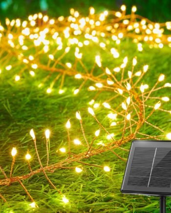 Outdoor Waterproof, 9.8Ft 120 LED String Lights, 8 Modes Firecracker Fairy Lights for Patio Balcony Wedding Christmas Decor (Warm White)