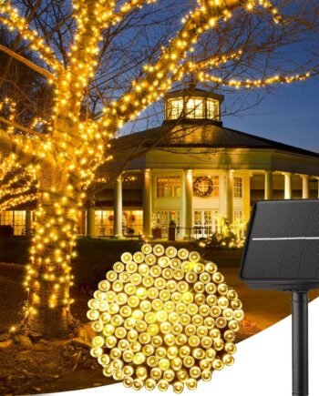 Solar String Lights Outdoor Waterproof- 40 FT 100 LED Solar Powered String Lights with 8 Lighting Modes, IP65 Waterproof Solar Christmas Lights for Outdoor Outside Tree Party Decor, Warm White